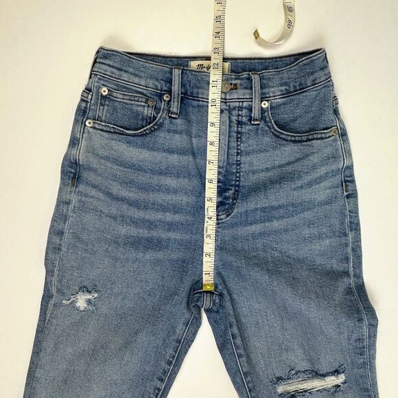 Madewell The Perfect Vintage Jeans Medium Blue Denim Raw Hem High Rise Cotton 25 - Picture 10 of 16